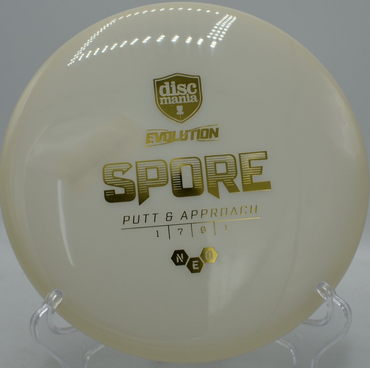 Discmania Neo Spore featured at Eagles Crossing Disc Golf Course in Hawk Point, Missouri, delivering long floating flights with minimal effort