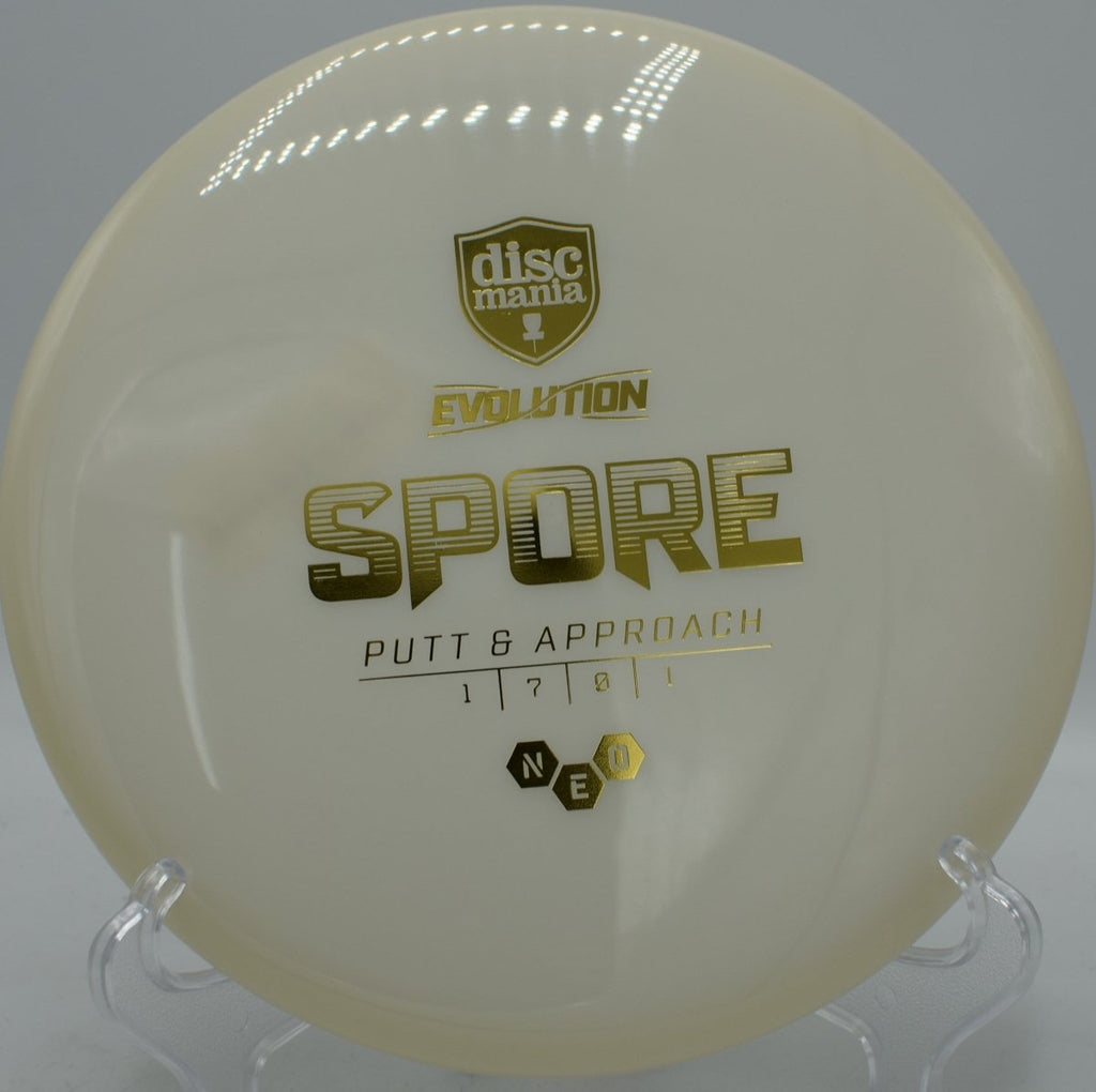 Discmania Neo Spore featured at Eagles Crossing Disc Golf Course in Hawk Point, Missouri, delivering long floating flights with minimal effort
