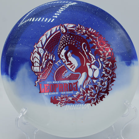 Duo Leopard3 Ohn Scoggins Tour Series fairway driver staged for a circle-1 putt at Mills Park Disc Golf Course in Carson City, Nevada