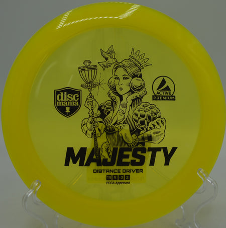 Active Premium Majesty caught mid-flight on a downhill drive at DeLaveaga Disc Golf Course in Santa Cruz, California.