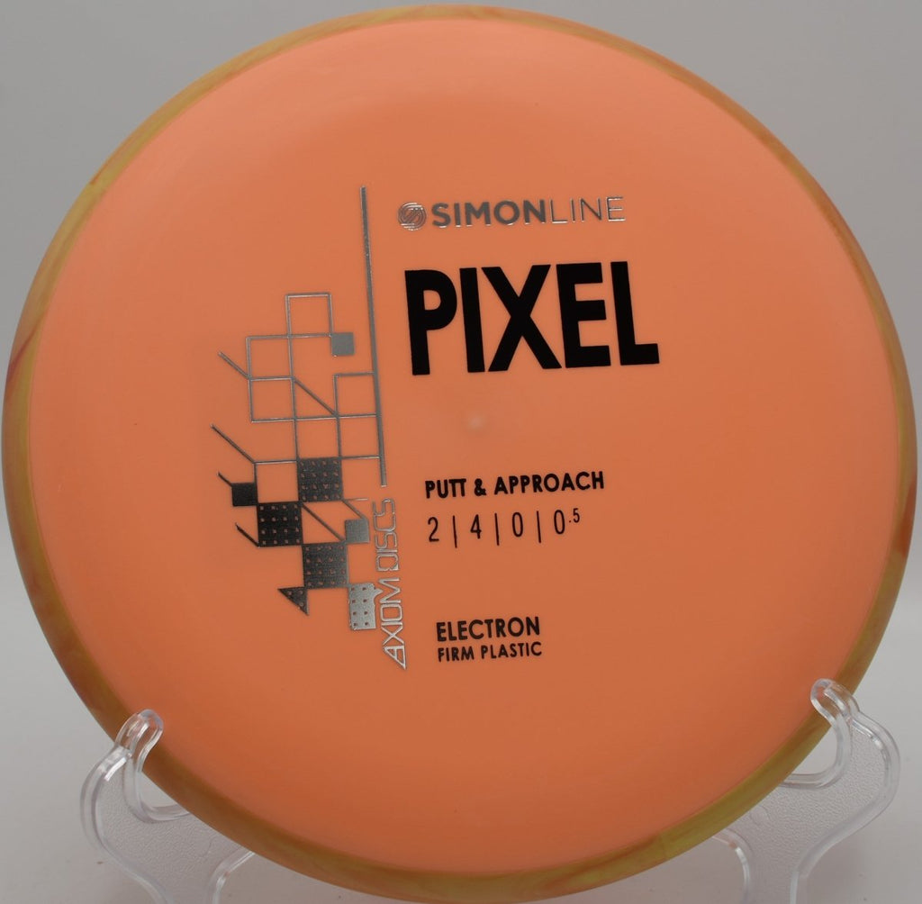 MVP Electron Firm Pixel putter parked under the basket after a hyzer approach at Lake Cunningham Disc Golf Course in Omaha, Nebraska