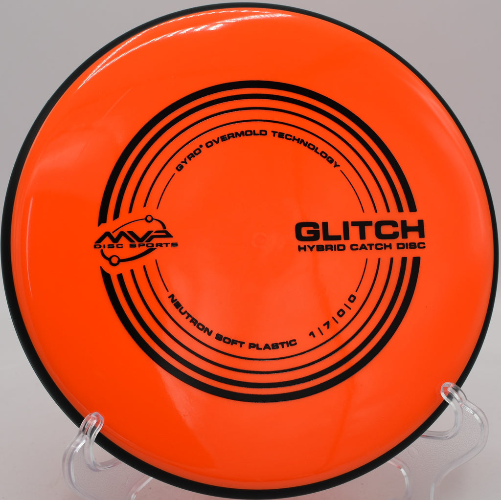 Neutron Glitch MVP disc with extreme glide floating downhill at Blue Ribbon Pines Disc Golf Course in East Bethel, Minnesota.