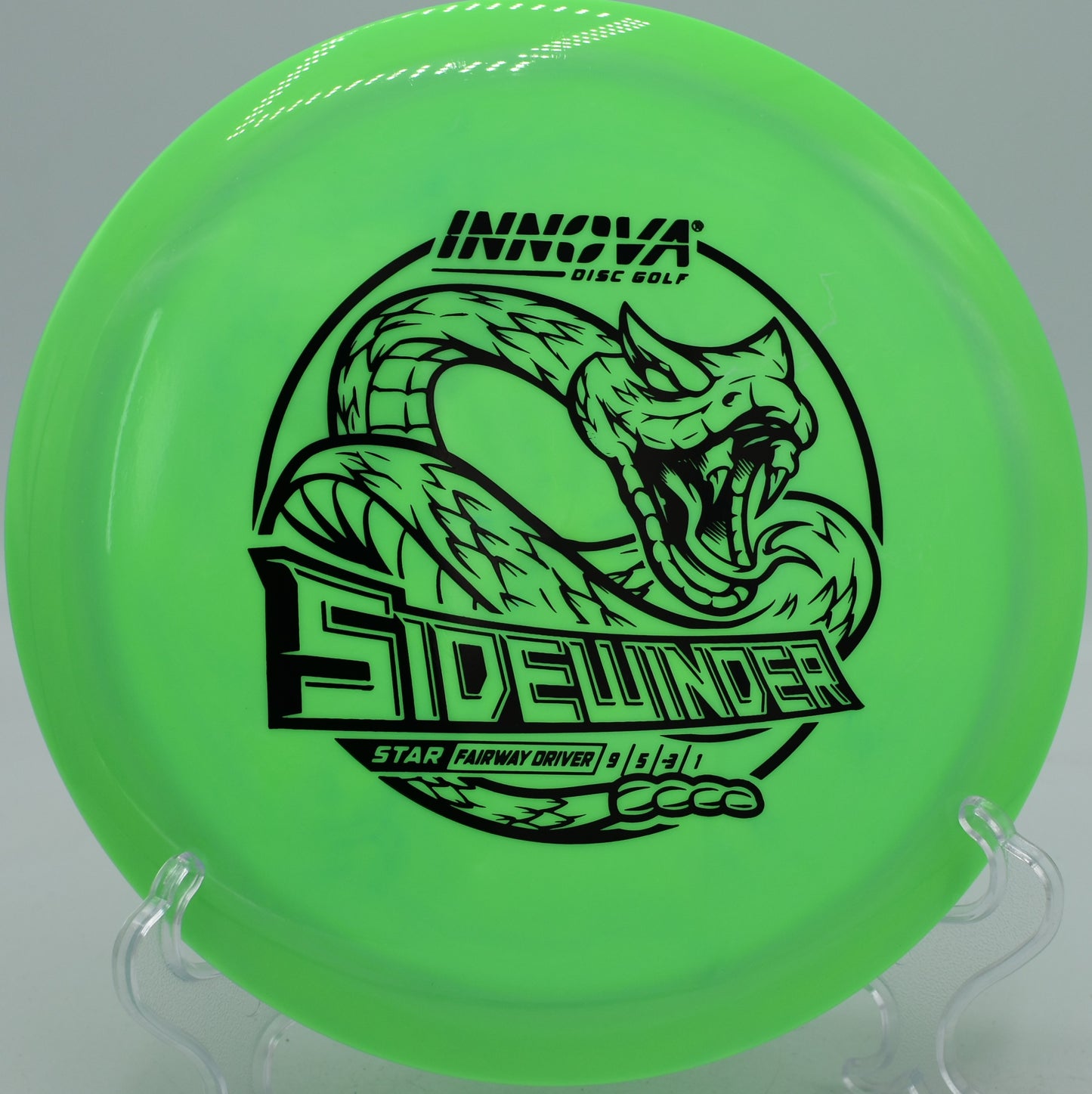 Innova Sidewinder in Star plastic slicing through calm wind at Milo McIver State Park in Estacada, Oregon