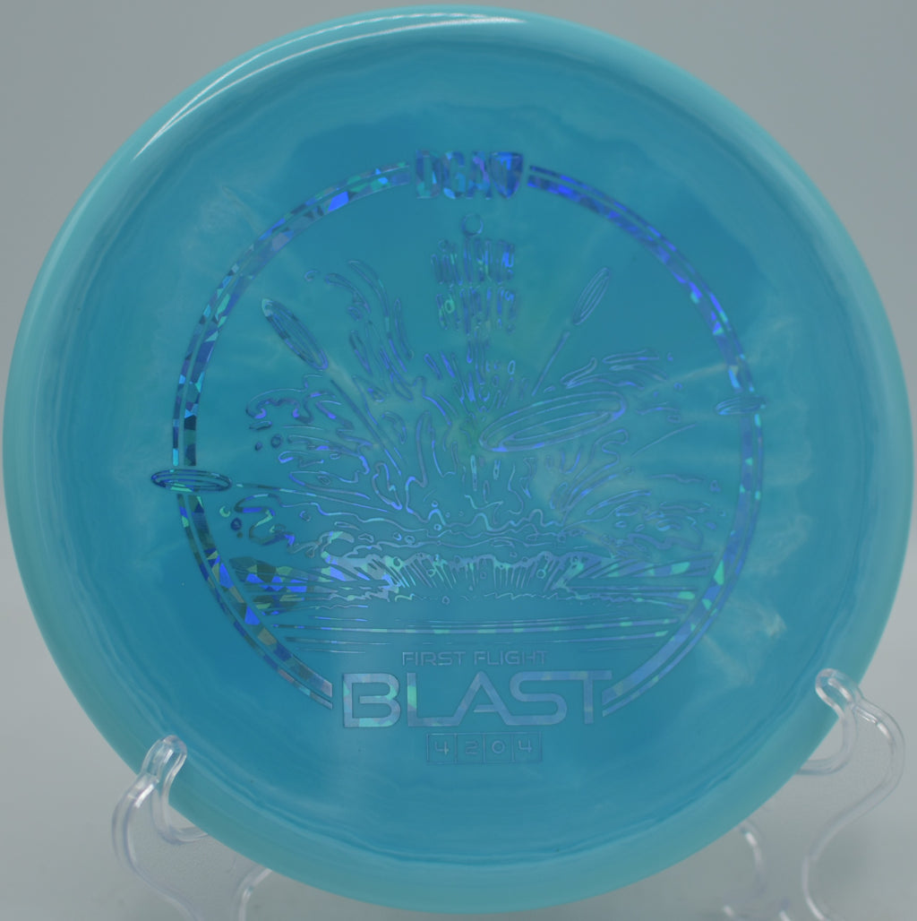 First Flight Swirl ProLine Blast shaping a hard-fading line at Fountain Hills Disc Golf Course in Fountain Hills, Arizona.