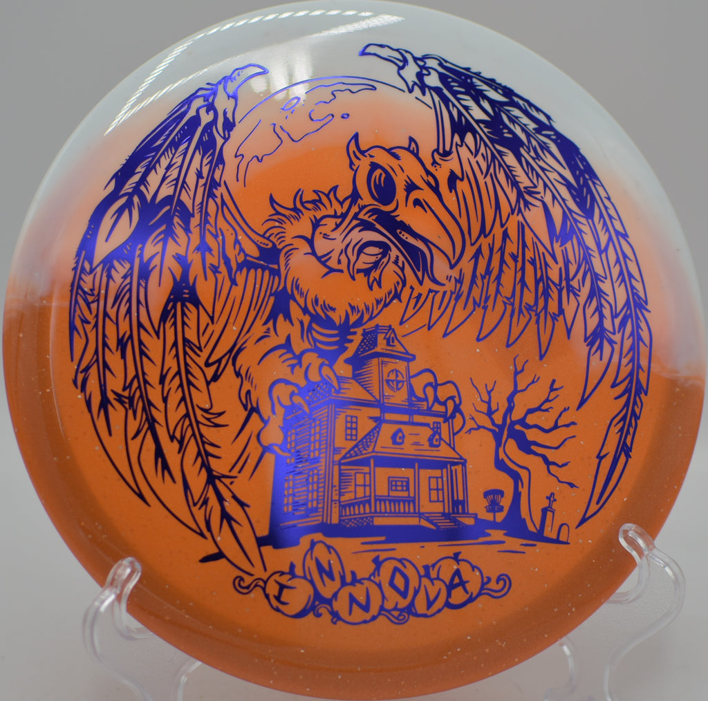 Innova Halloween Duo Roc3 launched on a midrange drive at Johnson Street Disc Golf Course in High Point, North Carolina.