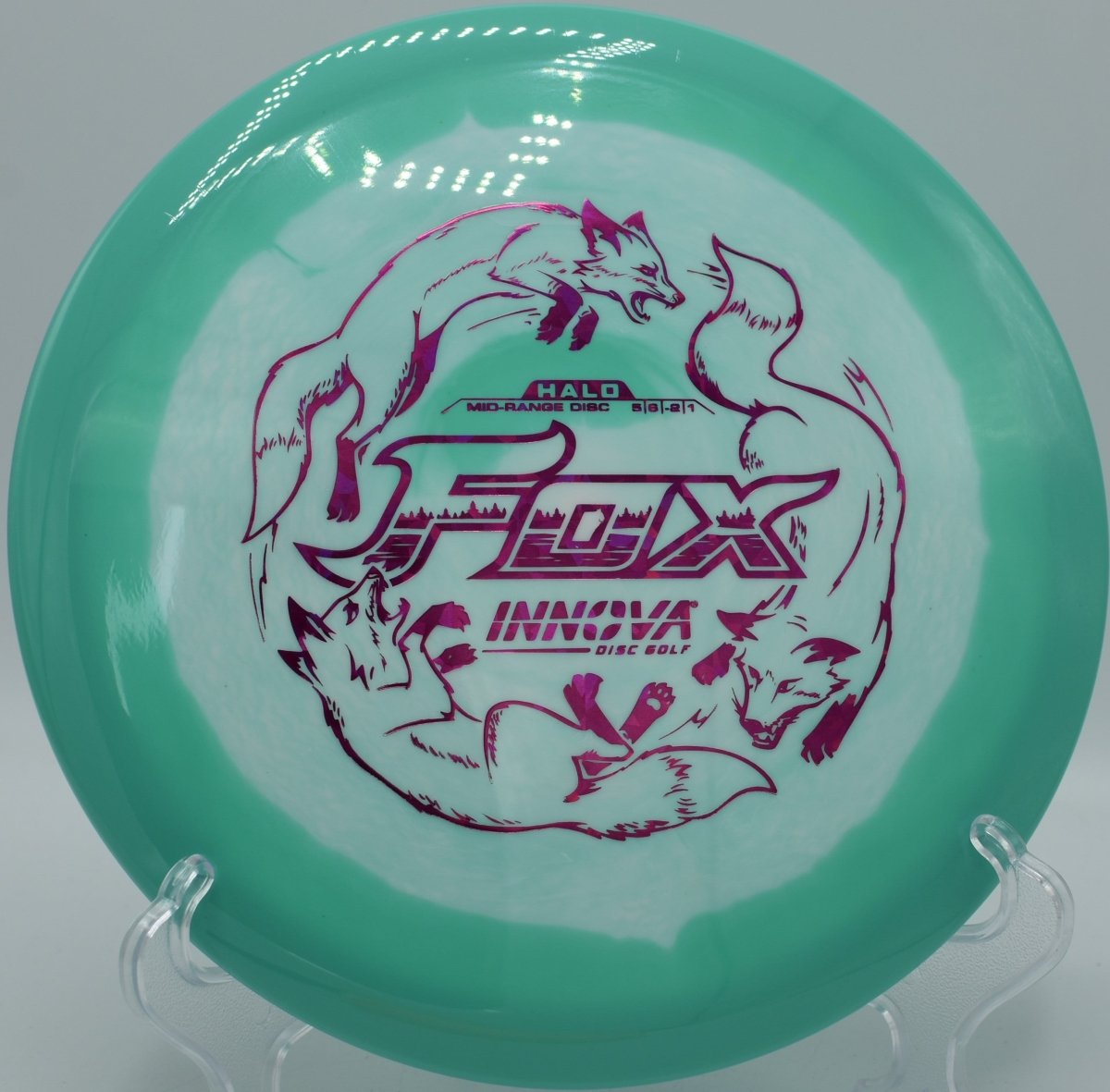 Innova Halo Star Fox fairway driver holding a flat release line at Southeast Park Disc Golf Course in Greensboro, North Carolina