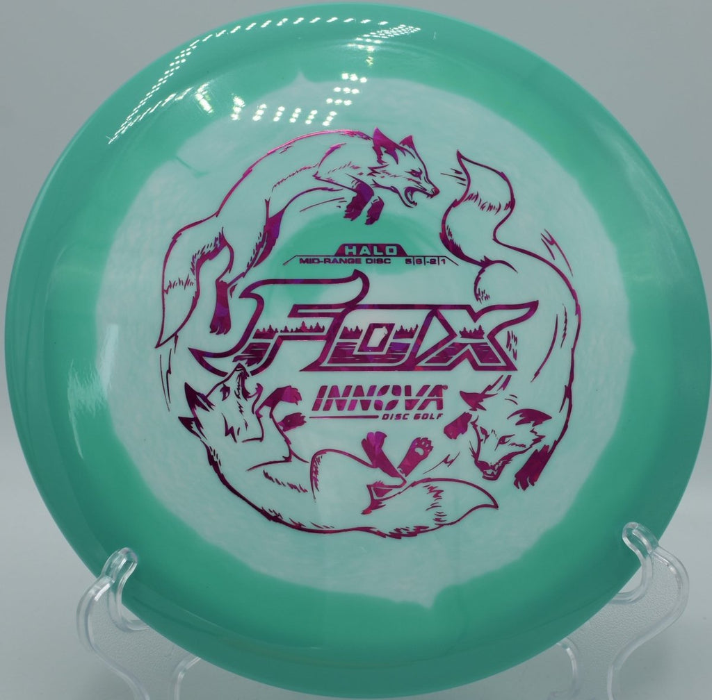 Innova Halo Star Fox fairway driver holding a flat release line at Southeast Park Disc Golf Course in Greensboro, North Carolina