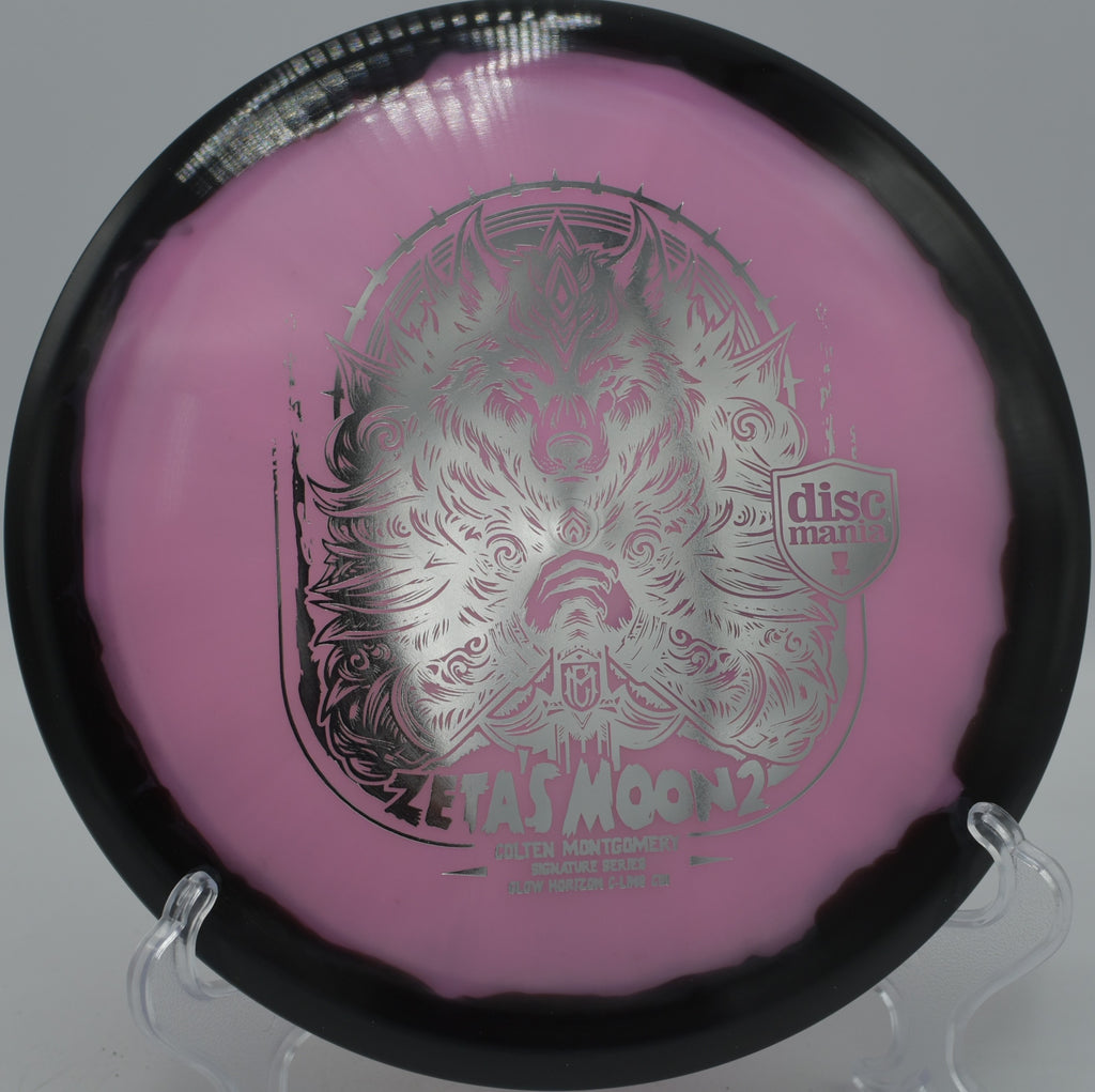 Discmania Colten Montgomery Zeta’s Moon 2 Glow Horizon C-Line CD1 glowing driver trusted for night rounds at Sabattus Disc Golf Course in Sabattus, Maine.