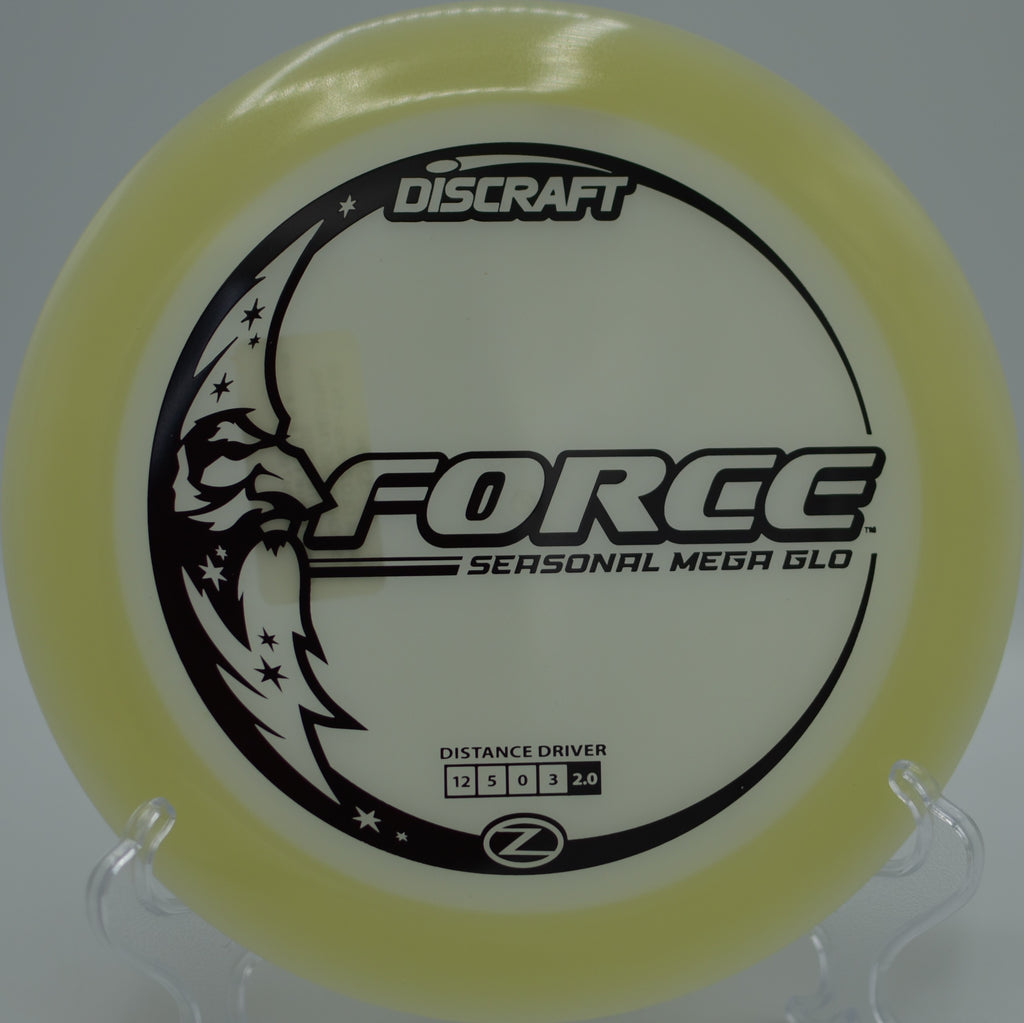 Mega Glow Z Force cutting through fog on a night round at Waterworks Park Disc Golf Course in Kansas City, Missouri.