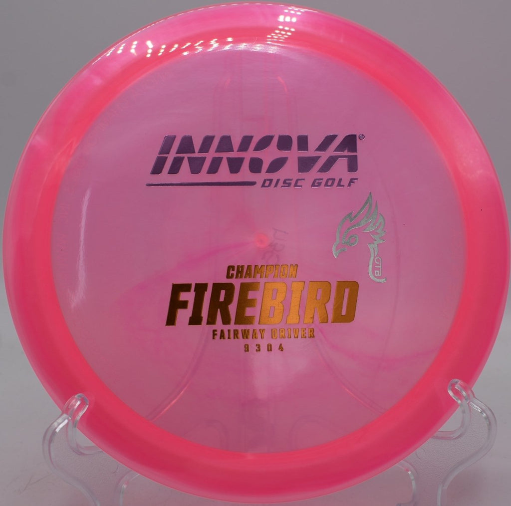 FAF Luster Champion Firebird disc golf driver fading hard around obstacles at Northwood Black Disc Golf Course, Morton, Illinois