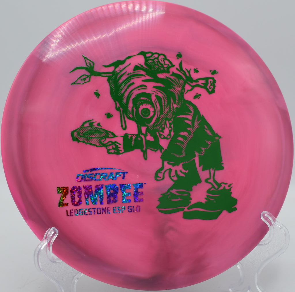 Disc golfer lining up a straight shot with ESP Glo Zombee at Harmon Hills in Fall Branch, TN.
