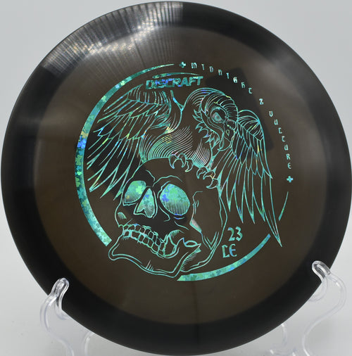 Discraft Midnight Z Vulture fairway driver ripping a controlled flex shot at Northwood Black Disc Golf Course in Morton, Illinois.