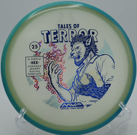 Jeremy Koling Particle Eclipse Hex Halloween midrange launched on a laser-straight shot at Beaver Ranch Disc Golf Course in Conifer, Colorado.