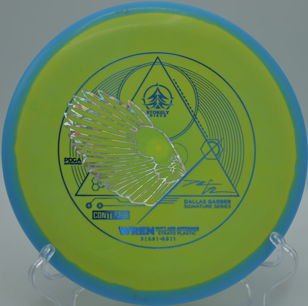 Stokely Discs Contrast Strato Wren spinning perfectly on a short approach at Rotary Park Disc Golf Course in Johnson City, Tennessee.