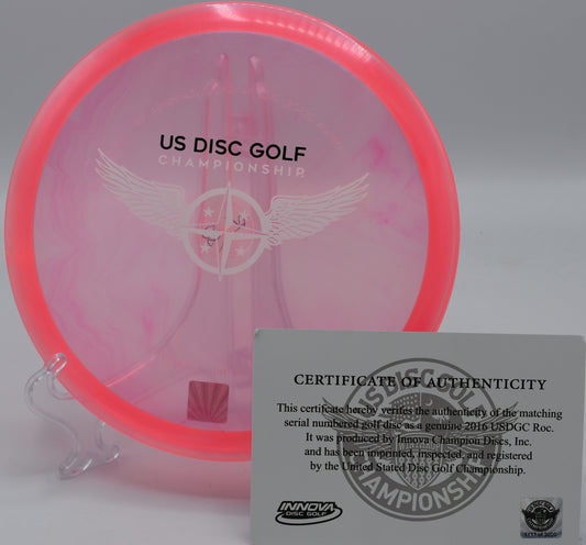 CHAMPION ROC (USDGC 2016) with Certificate of Authenticity (#1117/2000), a limited-edition collectible disc for serious disc golfers, available nationwide and in Las Vegas, NV