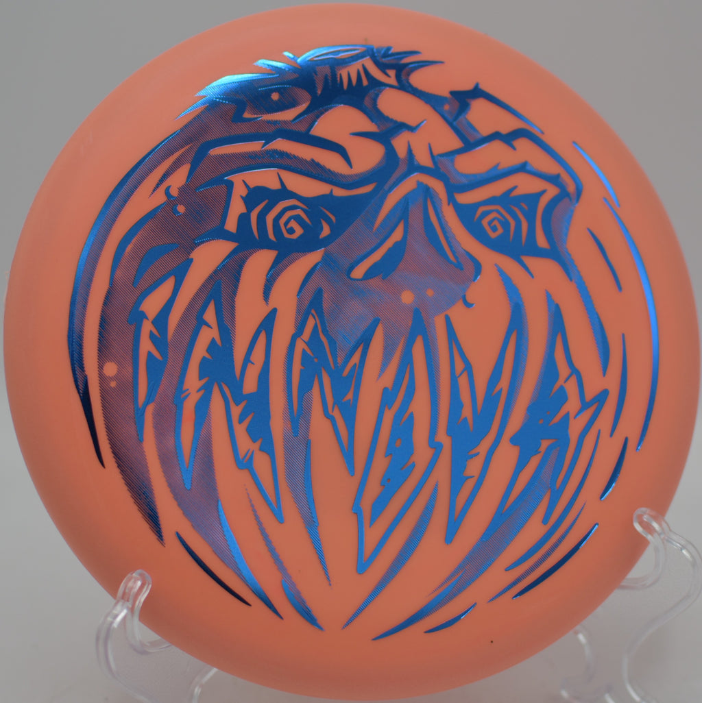 Halloween Nexus Proto Glow Aviar flying flat into the chains at Hornets Nest Disc Golf Course in Charlotte, North Carolina.