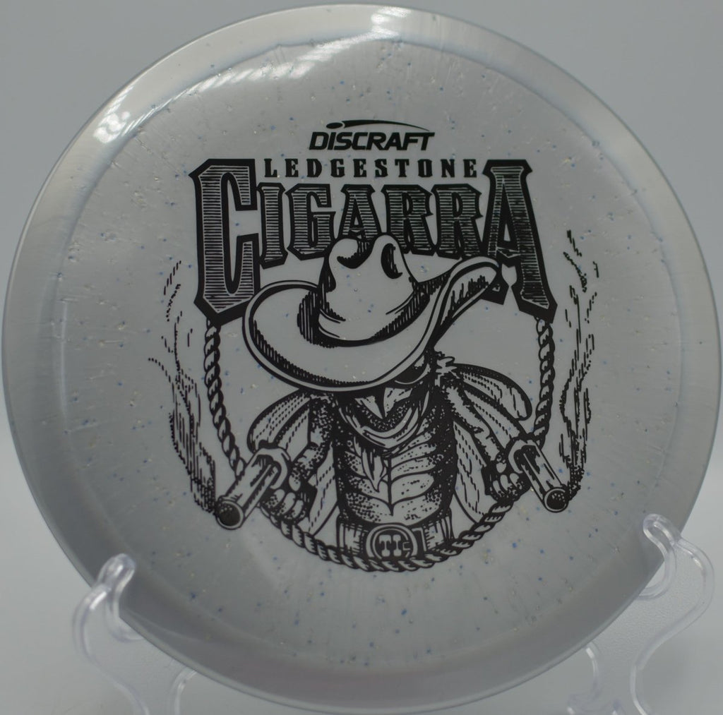 Premium Ti Sparkle Cigarra fairway driver executing a smooth straight-to-fade line at Winthrop Gold Disc Golf Course in Rock Hill, South Carolina