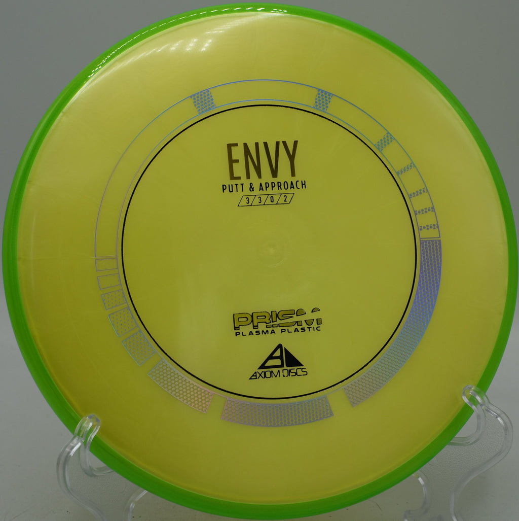 Prism Plasma Envy parked on a technical fairway approach at DeLaveaga Disc Golf Course in Santa Cruz, California.