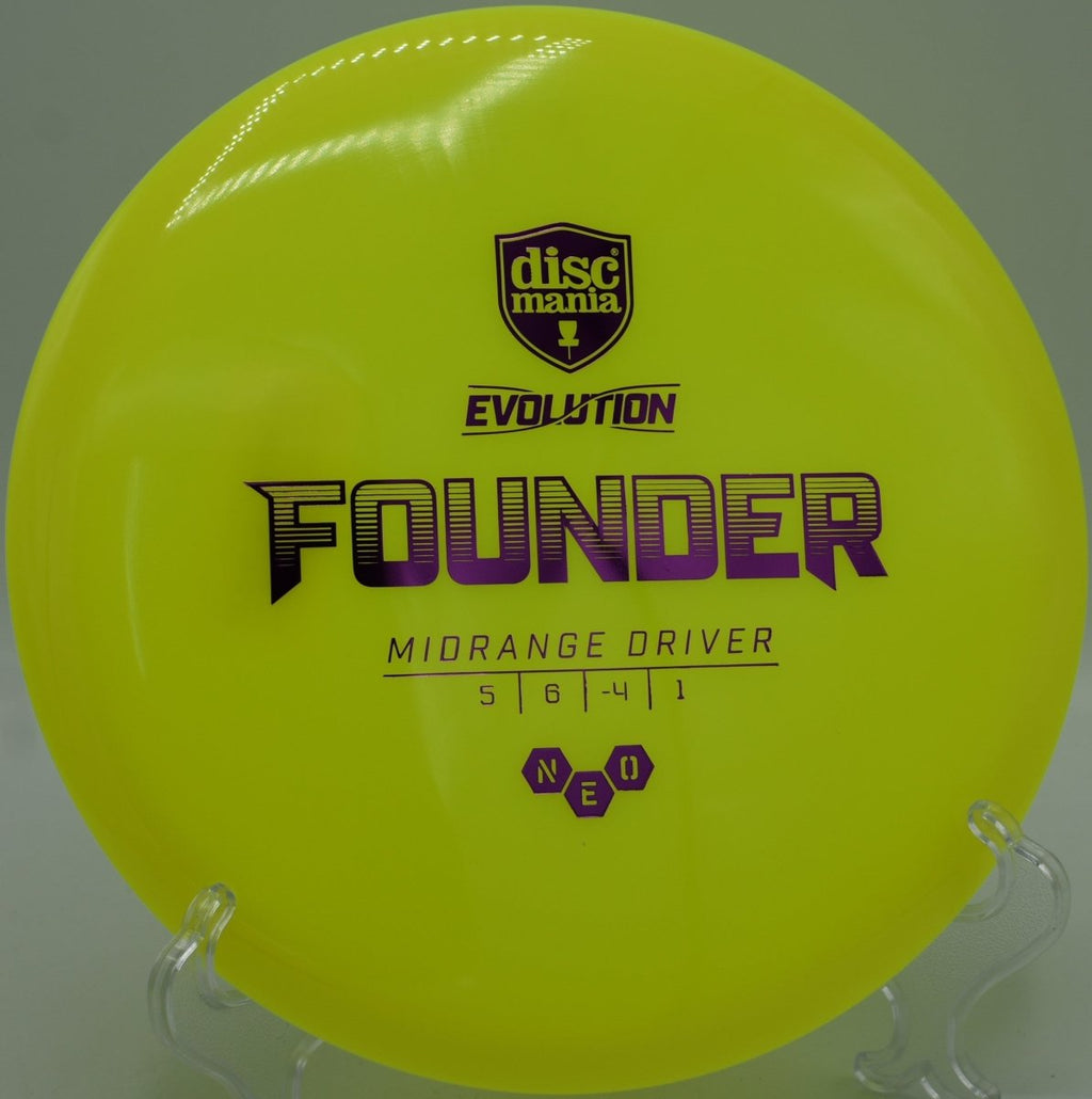 Neo Founder understable midrange control shot at New London Tech Disc Golf Course in Lynchburg, Virginia