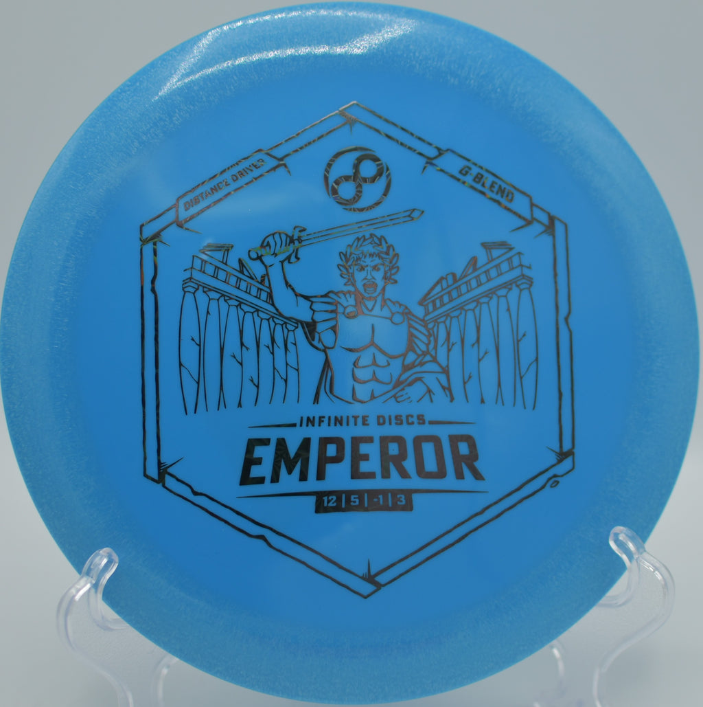 Infinite G-Blend Emperor threading a tight fairway at Willow Valley DGC in Ligonier, IN, holding its line before finishing with a controlled fade.