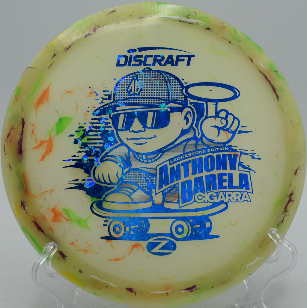 Discraft Jawbreaker Z Glo Cigarra in flight at North Boundary Park Disc Golf Course, Cranberry Township PA