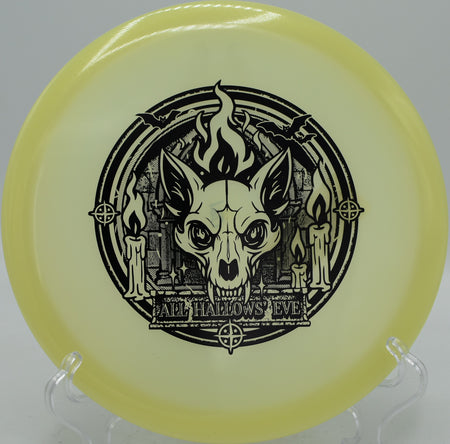 Innova Proto-Glow Champion Fox dependable midrange parked circle one at Pier Park Disc Golf Course in Portland, Oregon.