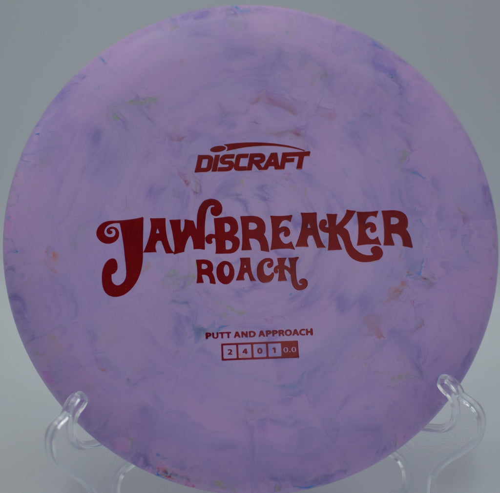 Discraft Roach in Jawbreaker blend firing a straight tee shot at Hobbs Farm DGC in Carrollton, GA, gliding long for a putter drive.