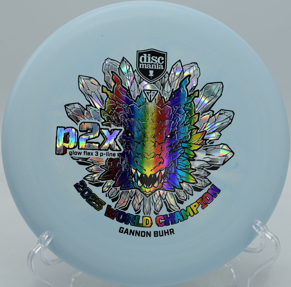 Gannon Buhr Triumph Series Glow Flex 3 P-Line P2x 2025 World Champion putter flying clean hyzer putts at Winthrop Gold Disc Golf Course in Rock Hill, South Carolina.