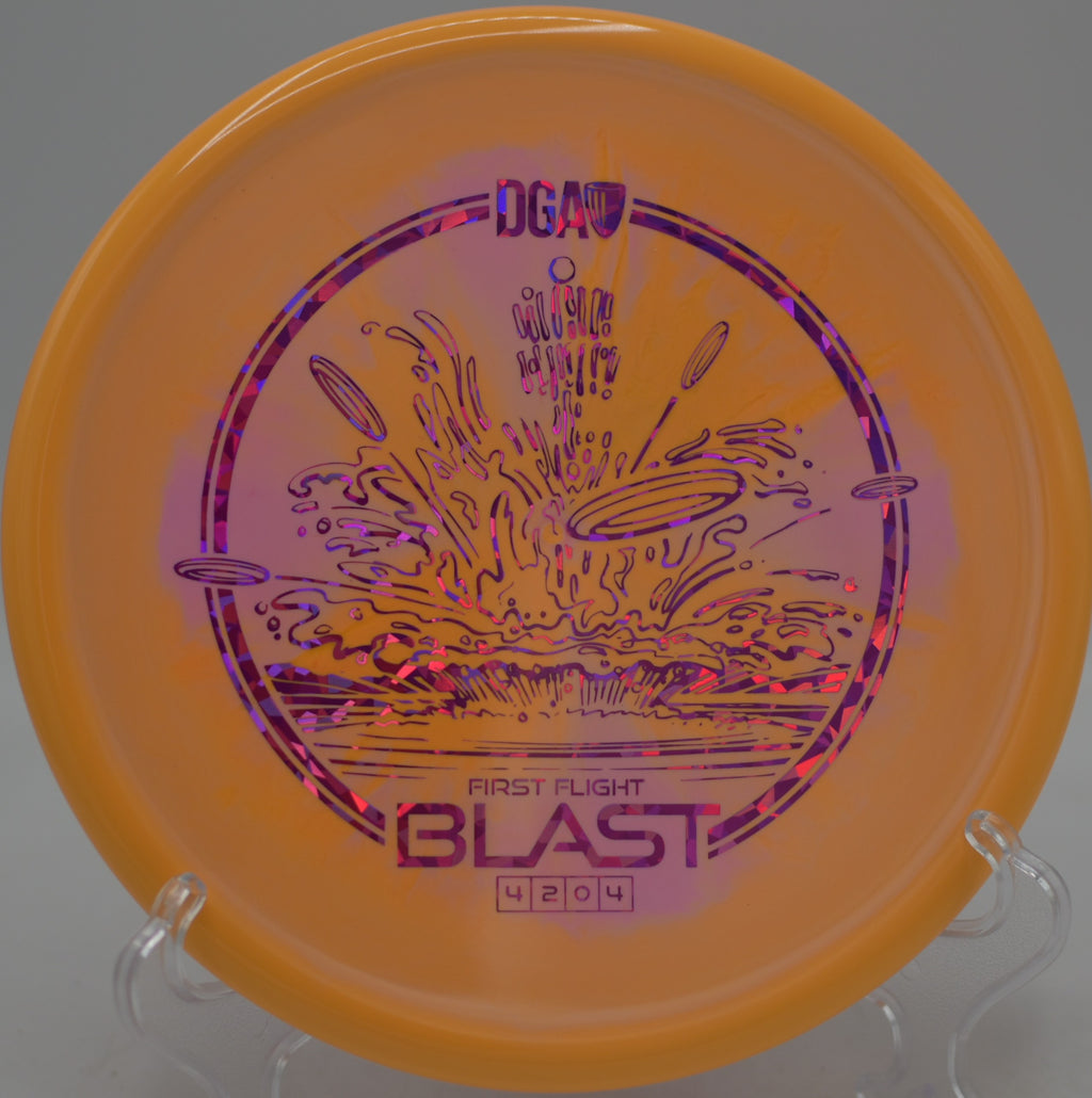 DGA First Flight Blast ProLine Swirl fired on a headwind approach at Tyler State Park Disc Golf Course in Newtown, Pennsylvania.