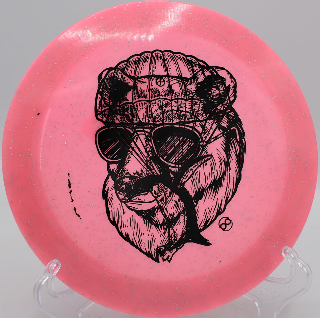 Infinite Discs Metal Flake Glow C-Blend X-Out Pharaoh glowing distance driver bombing long hyzer flips at Maple Hill Disc Golf Course in Leicester, Massachusetts.