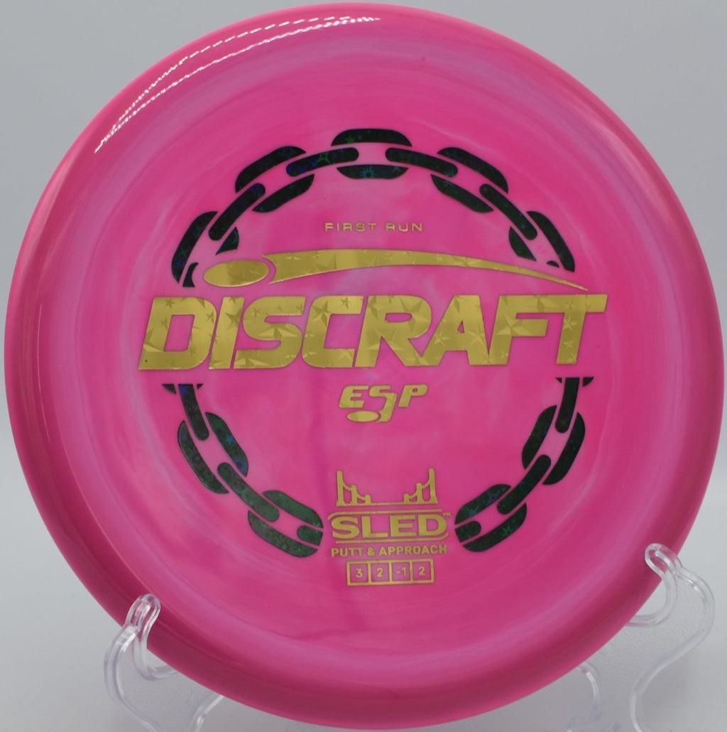 First Run ESP Sled finesse backhand approach at Lincoln Ridge Disc Golf Course in Independence, Kentucky