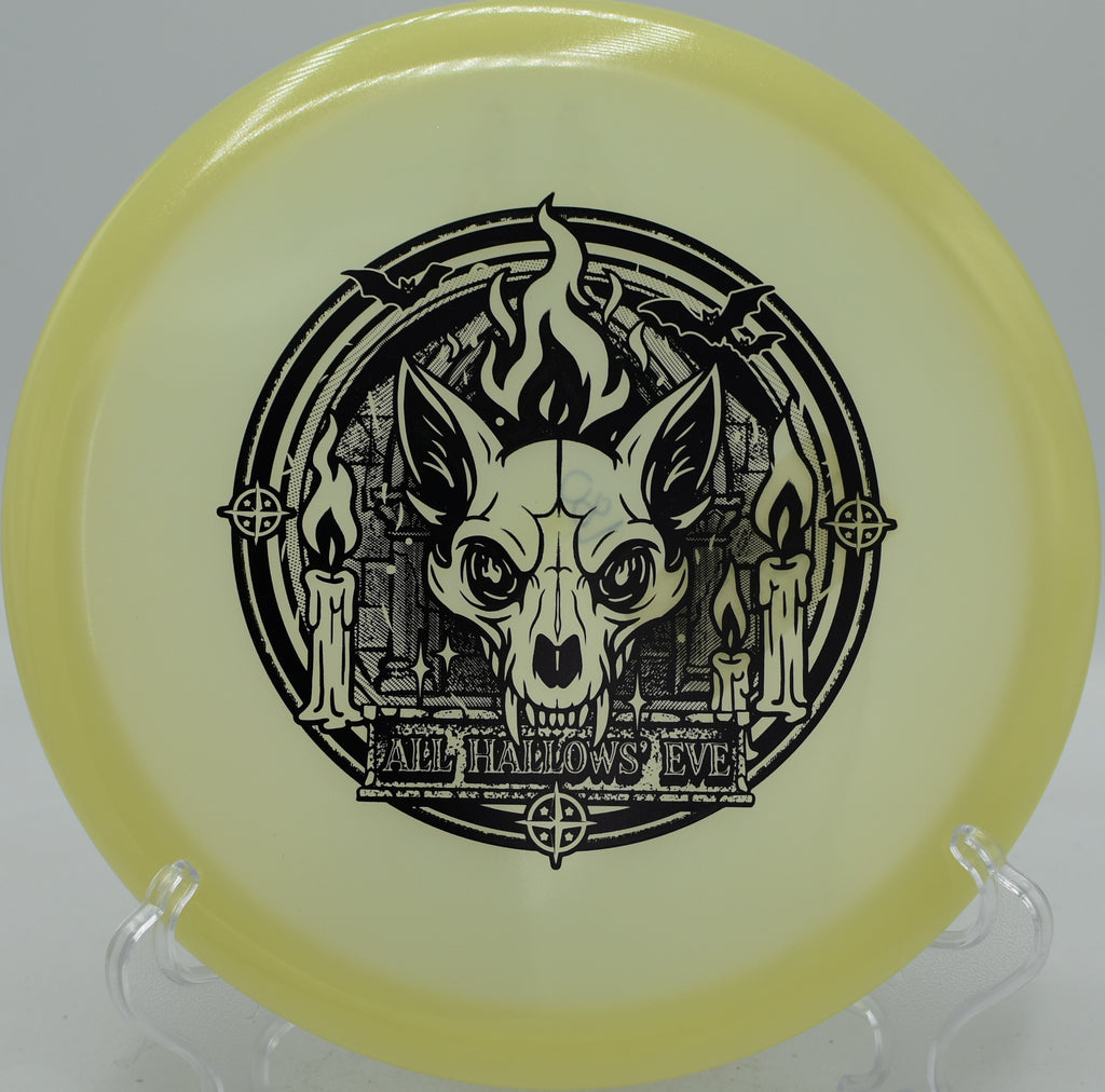 Proto-Glow Champion Fox Innova glow midrange trusted for hyzer flips at Tuthill Park Disc Golf Course in Sioux Falls, South Dakota.