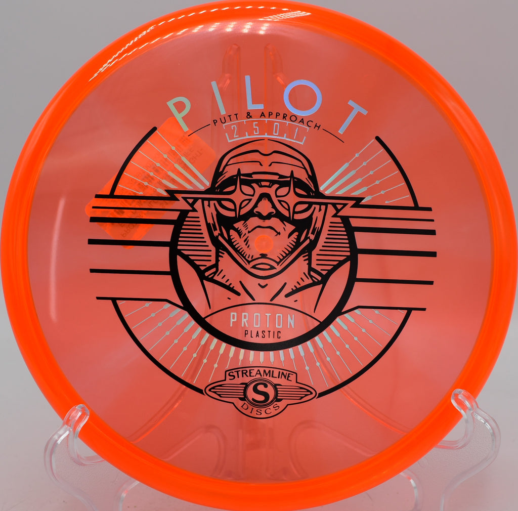 Proton Pilot putter flying straight on a clean release at Rocklin Disc Golf Course in Rocklin, California.