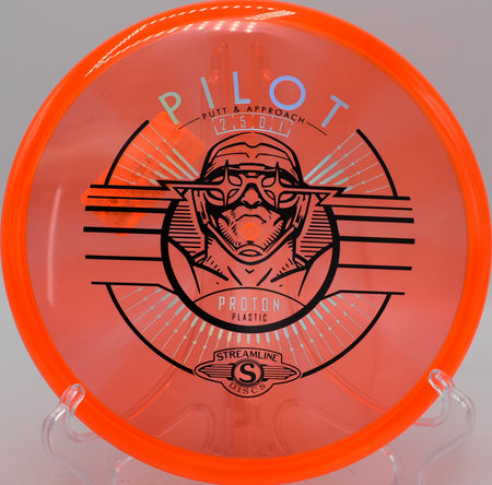 Proton Pilot putter flying straight on a clean release at Rocklin Disc Golf Course in Rocklin, California.
