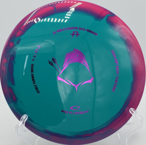 Latitude 64° Isaac Robinson Grand Orbit Sweep Team Series 2025 distance driver bombing forehand lines at Winthrop Gold Disc Golf Course in Rock Hill, South Carolina.