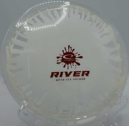 Latitude 64° River drifting softly into the circle at Sabattus Disc Golf Course in Sabattus, Maine, ideal for beginners and touch-focused players.

