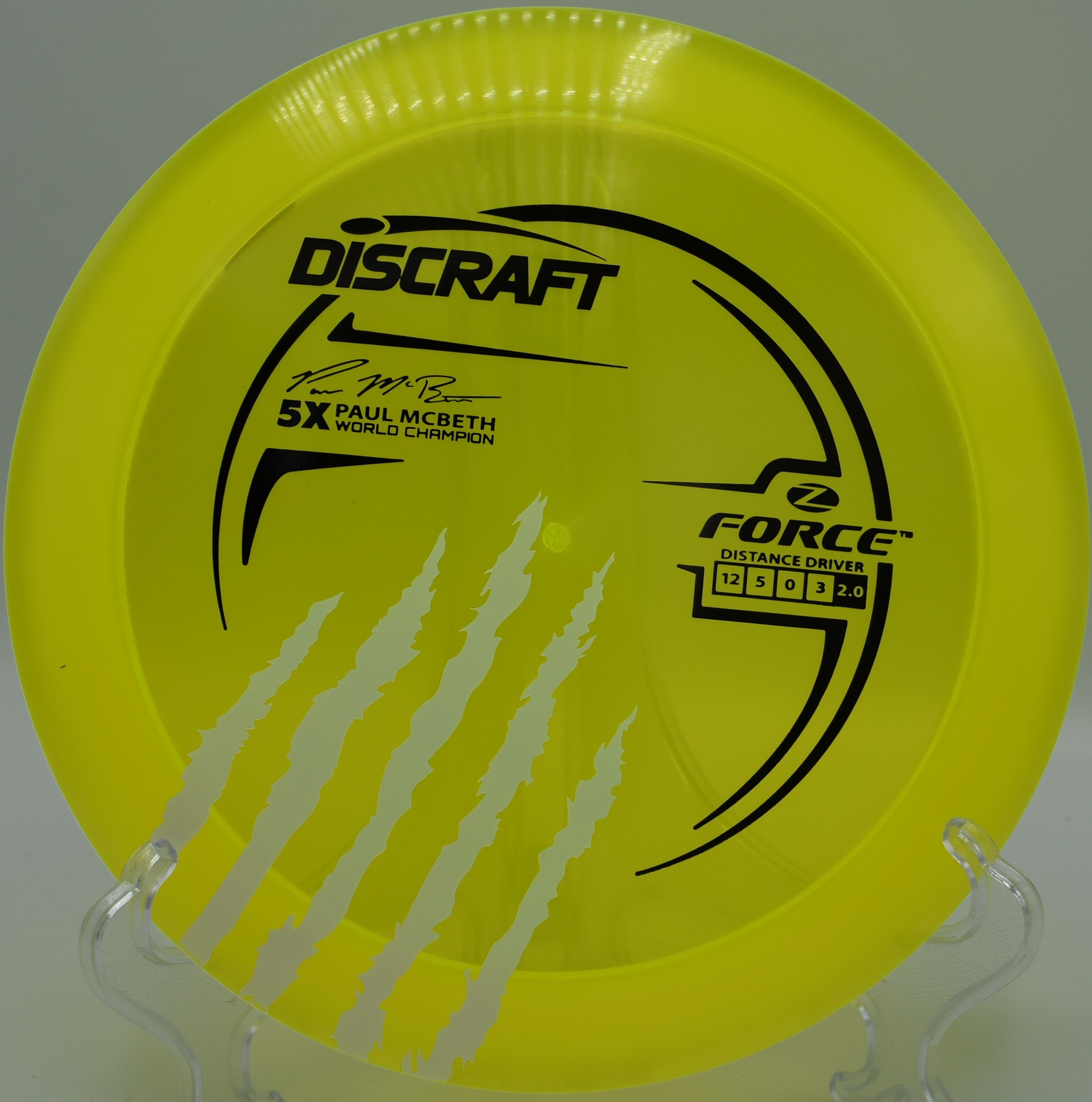 Discraft 5x Claw Force featured at Heritage Park DGC, Olathe KS for long forehand bombs and controlled flex shots
