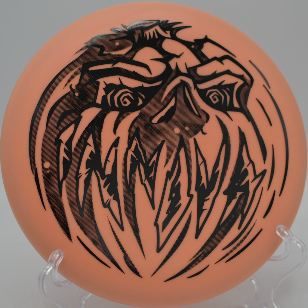 Halloween Nexus Proto Glow Aviar finishing clean into the chains at Nevin Disc Golf Course in Charlotte, North Carolina.