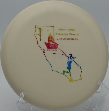 Innova Aviar holding a steady flight on a putt at Hole 11 at Turtle Rock Disc Golf Course, Markleeville, California.