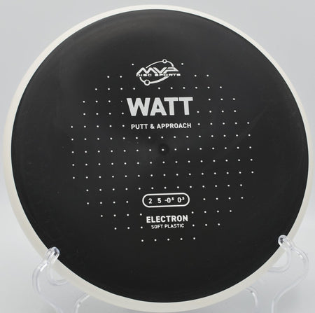 MVP Electron Soft Watt putter parked under basket chains after a soft landing upshot at North Strabane Park Disc Golf Course in Canonsburg, Pennsylvania