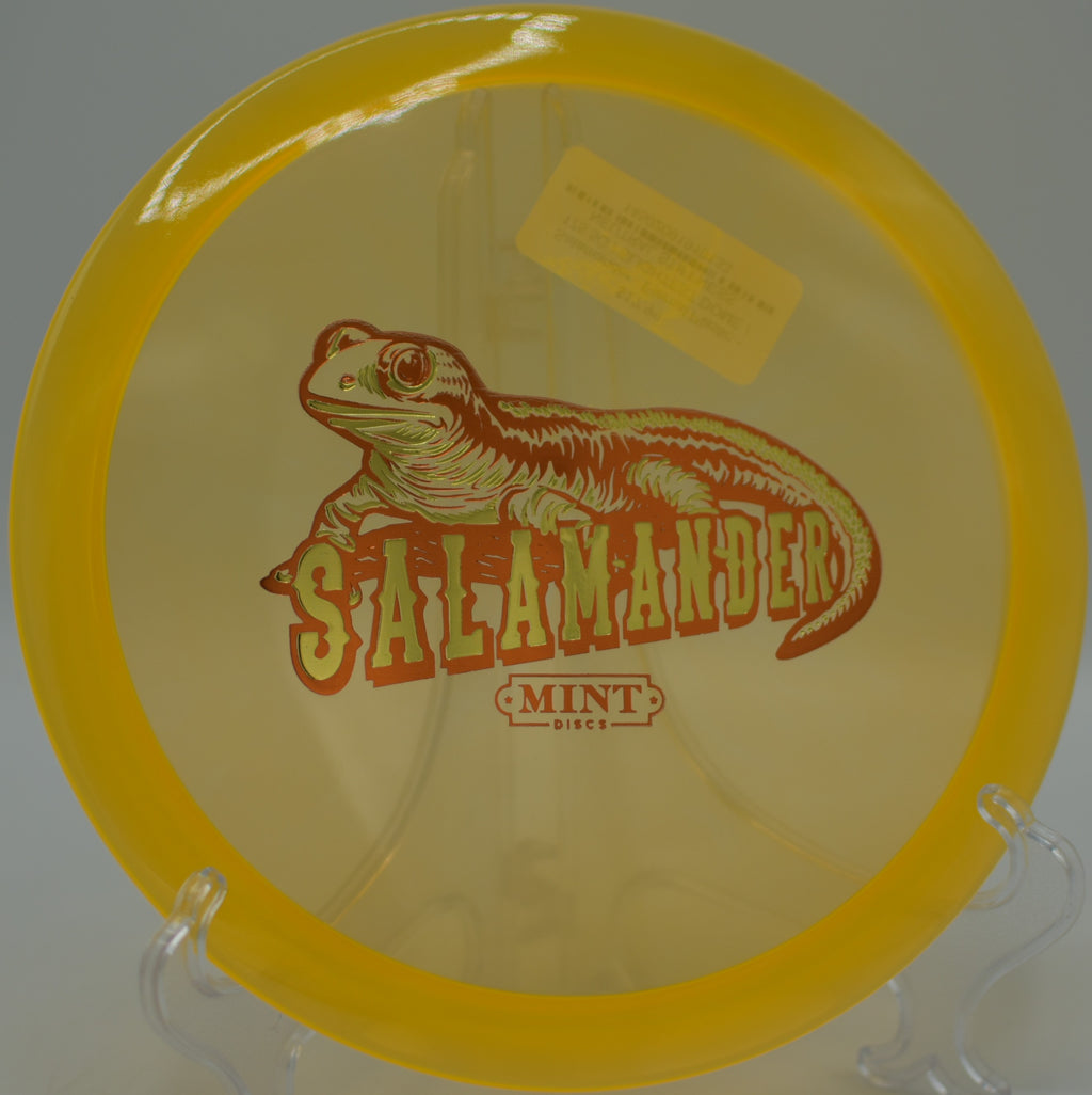 Mint Eternal Salamander drifting straight off the tee at Hobbs Farm DGC in Carrollton, GA, gliding forward with minimal effort.