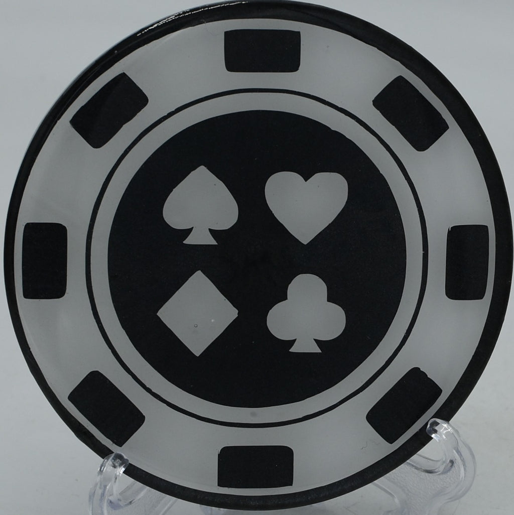 Disc golf custom-made mini marker with stylish design at Nevin Park Disc Golf Course in Charlotte, North Carolina.