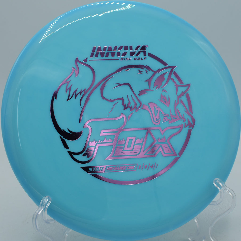 Innova Star Fox 2025 midrange nestled under chains at Winthrop Gold Disc Golf Course in Rock Hill, South Carolina.
