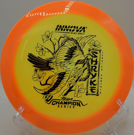 Innova Shryke disc golf distance driver gliding forward at Golden Gate Park Disc Golf Course in San Francisco California