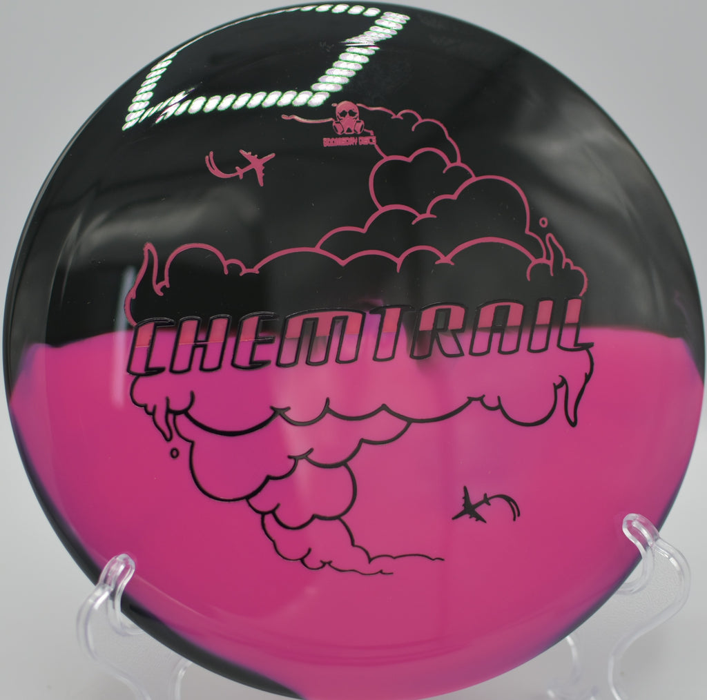 Retina Chemtrail floating toward circle one at Old Farm Park Disc Golf Course in Kentwood, Michigan.