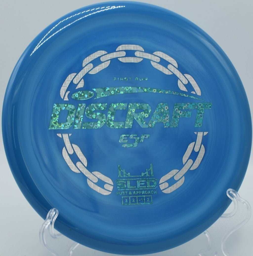 ESP First Run Sled reliable straight putter flight at Estabrook Park Disc Golf Course in Milwaukee, Wisconsin