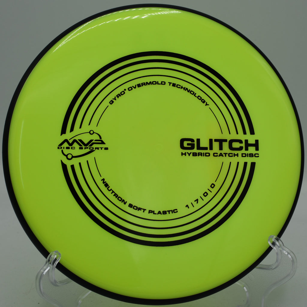 Neutron Glitch MVP disc floating flat through wooded fairways at Lincoln Ridge Disc Golf Course in Independence, Kentucky.