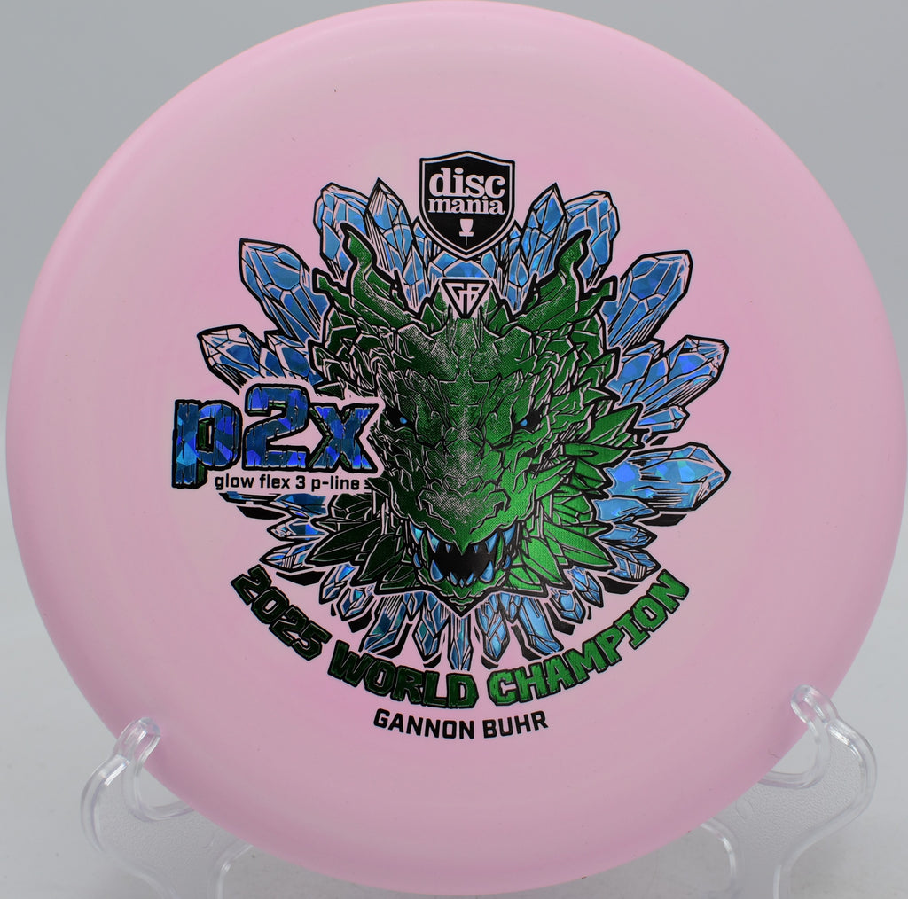 Gannon Buhr Glow Flex 3 P-Line P2x Triumph Series stable putter draining chains at Harmon Hills Disc Golf Course in Fall Branch, Tennessee.