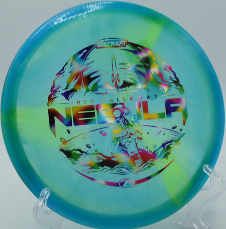 "Discraft Nebula Z Swirl – Limited edition midrange made for tough approach shots at North Boundary Park in Pennsylvania."

