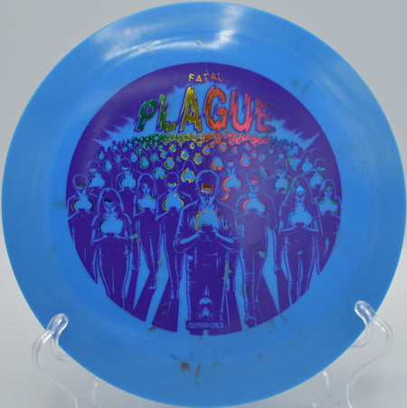 Fatal Plague carving a sweeping S-curve at Glacier Valley DGC in Anchorage, AK, pushing long before its 2.5 fade pulls it back on line.